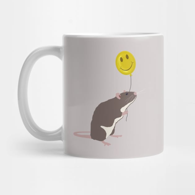 Rat with a Happy Face Balloon by ahadden